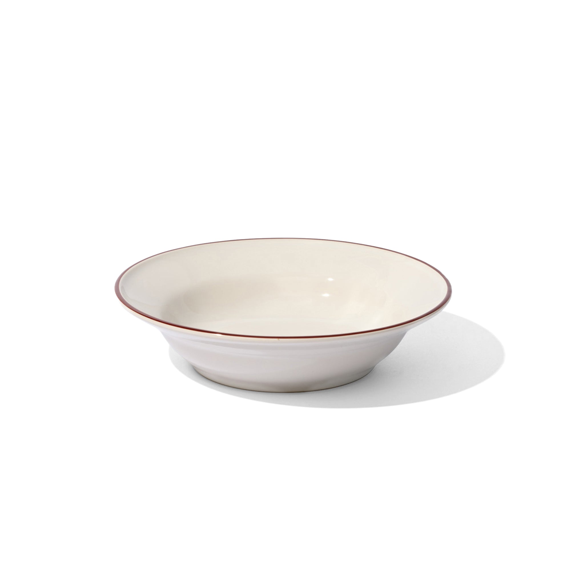 Beja Pasta Bowl White With Red Hand Painted Rim