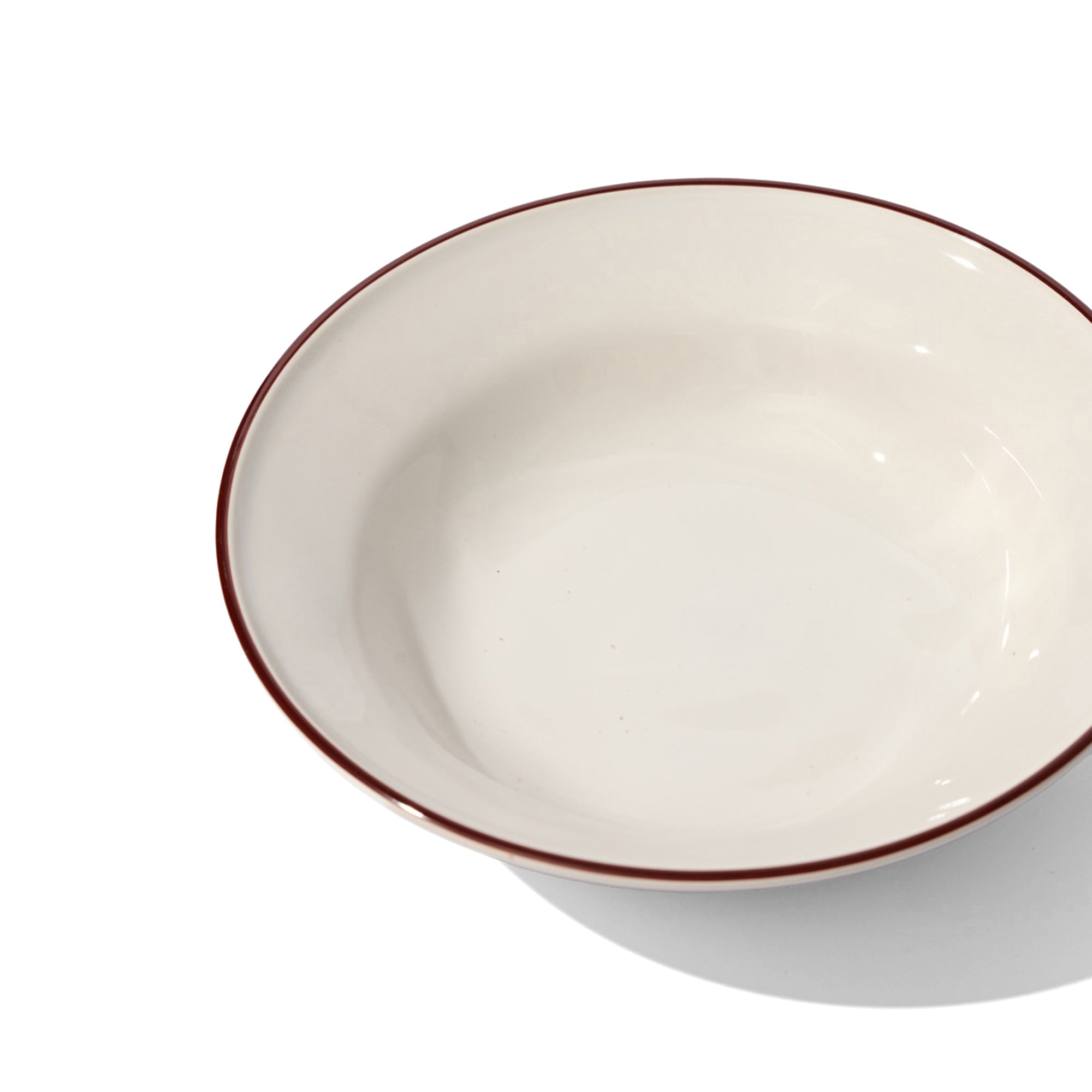 Beja Pasta Bowl White With Red Hand Painted Rim