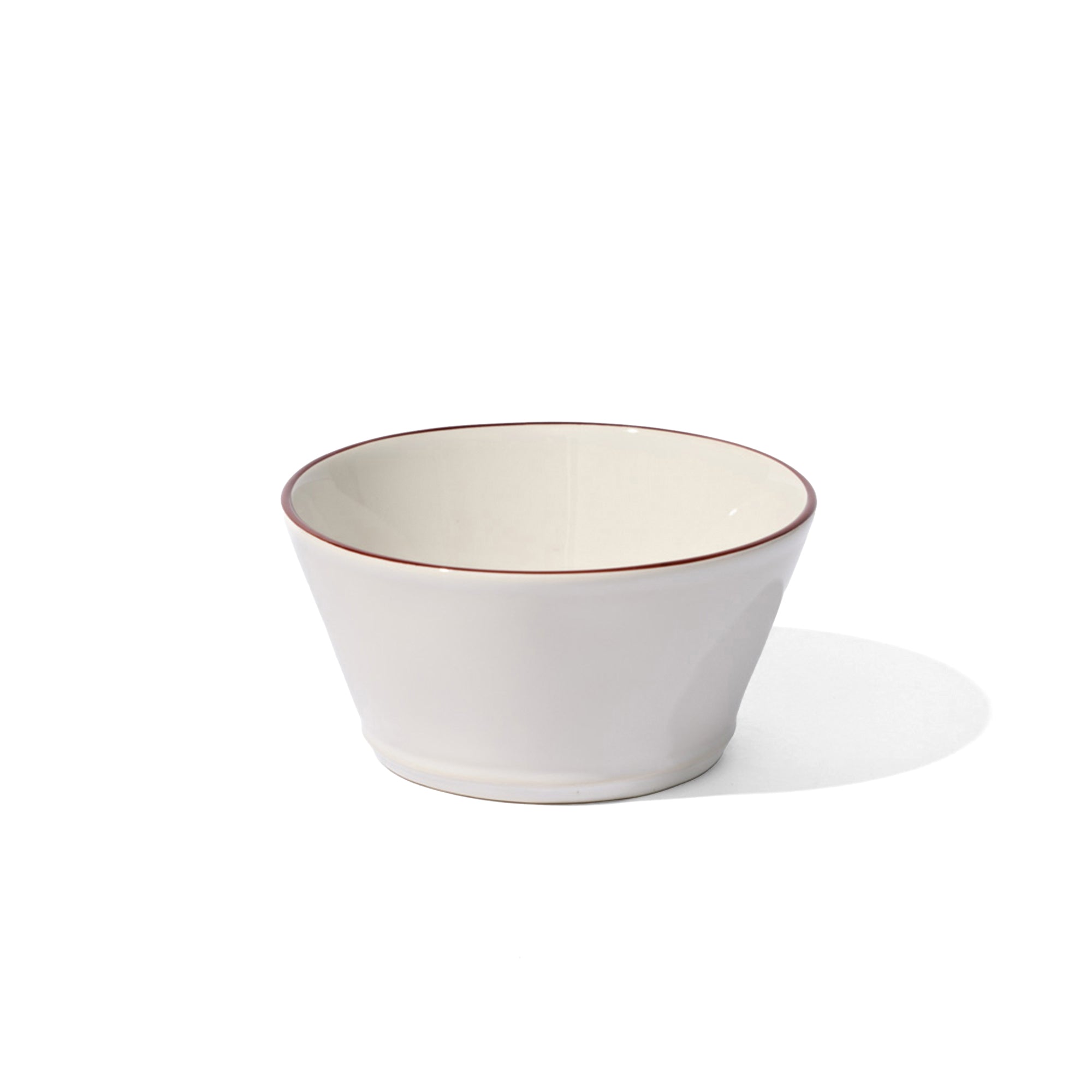 Beja Cereal Bowl White With Red Hand Painted Rim