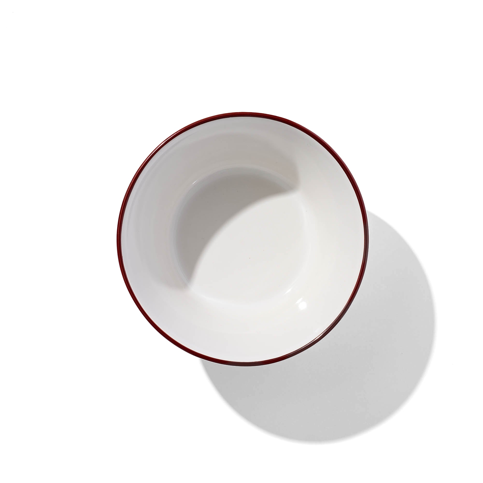 Beja Cereal Bowl White With Red Hand Painted Rim