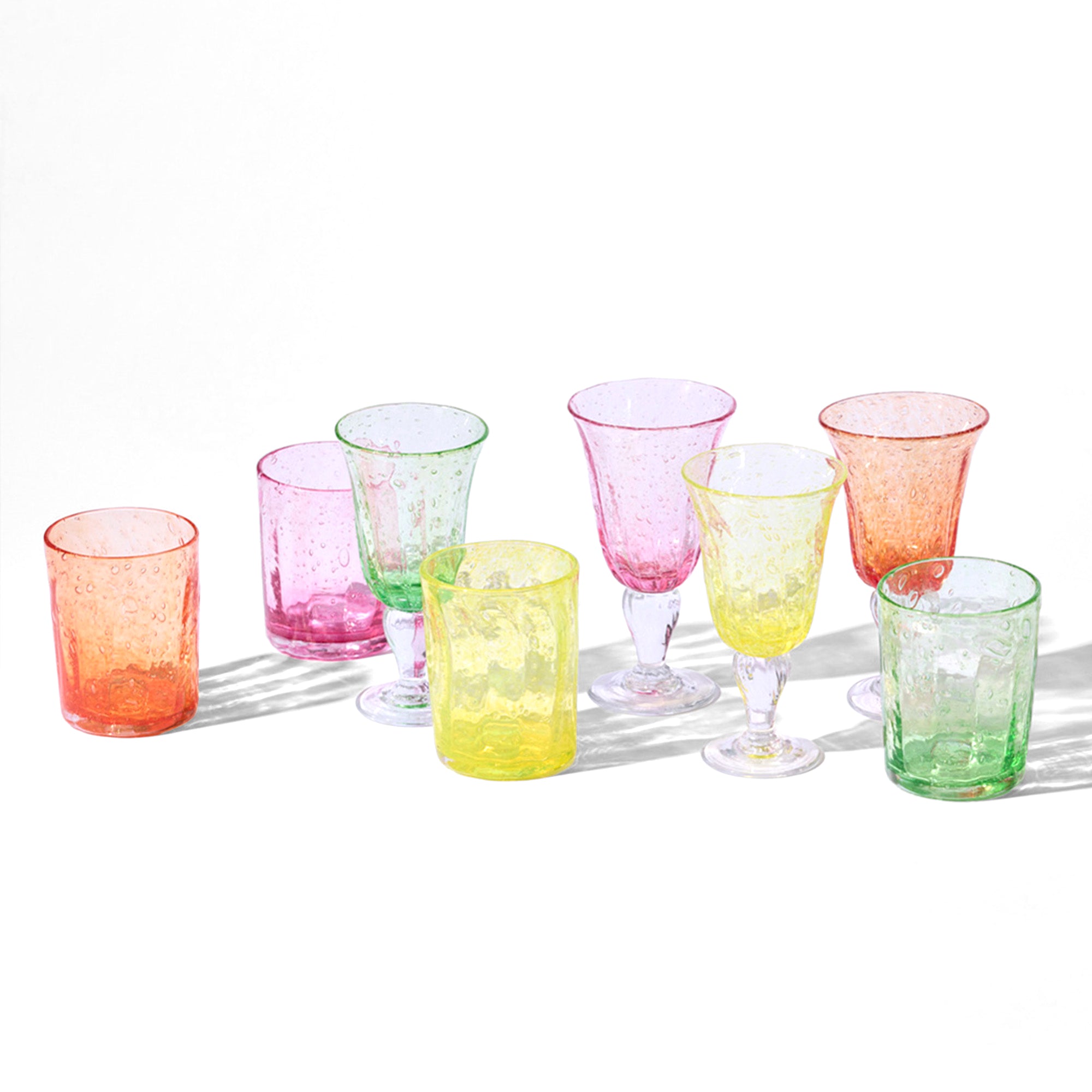 Hand Blown Stemmed Glass in Tangerine