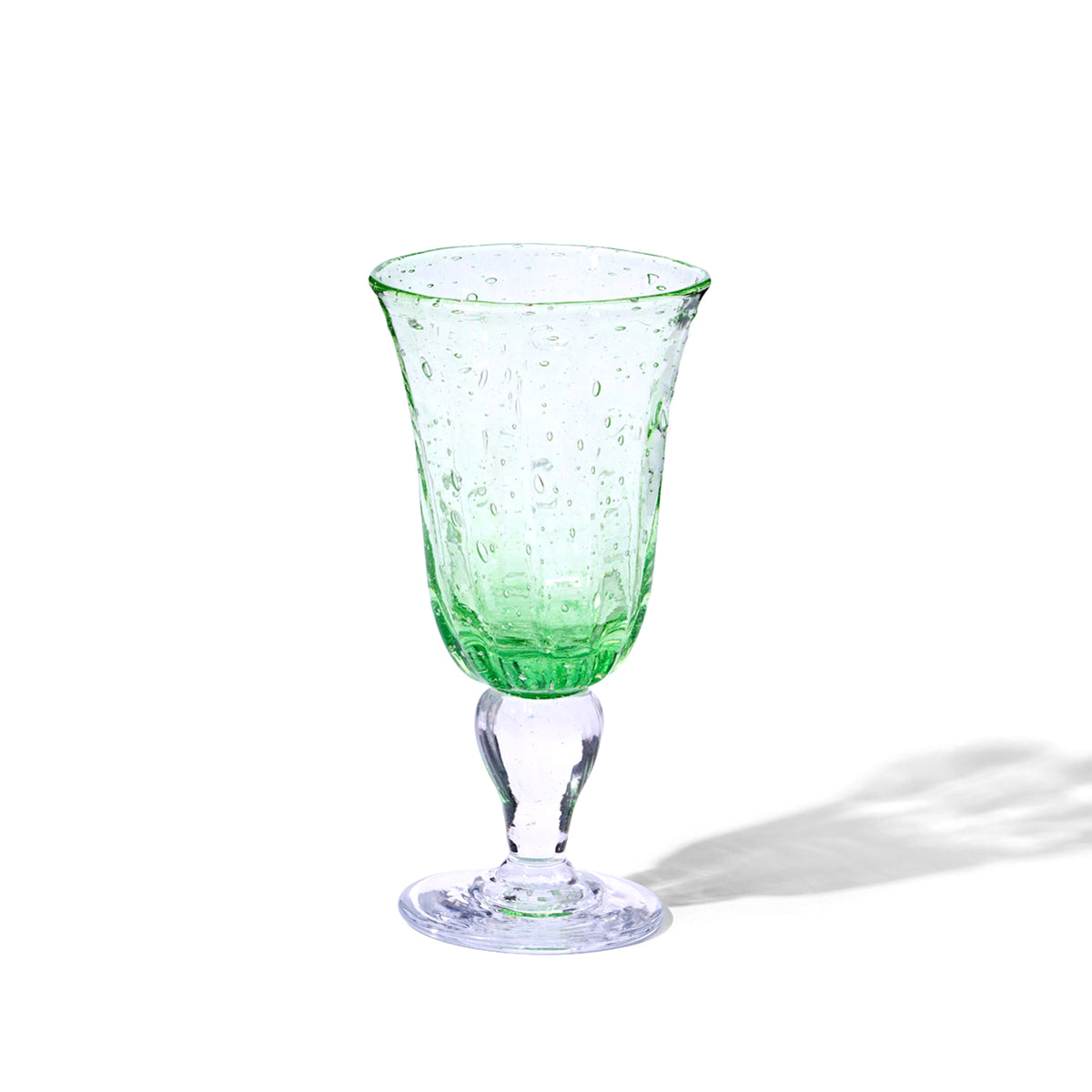 Hand Blown Stemmed Glass in Bottle Green