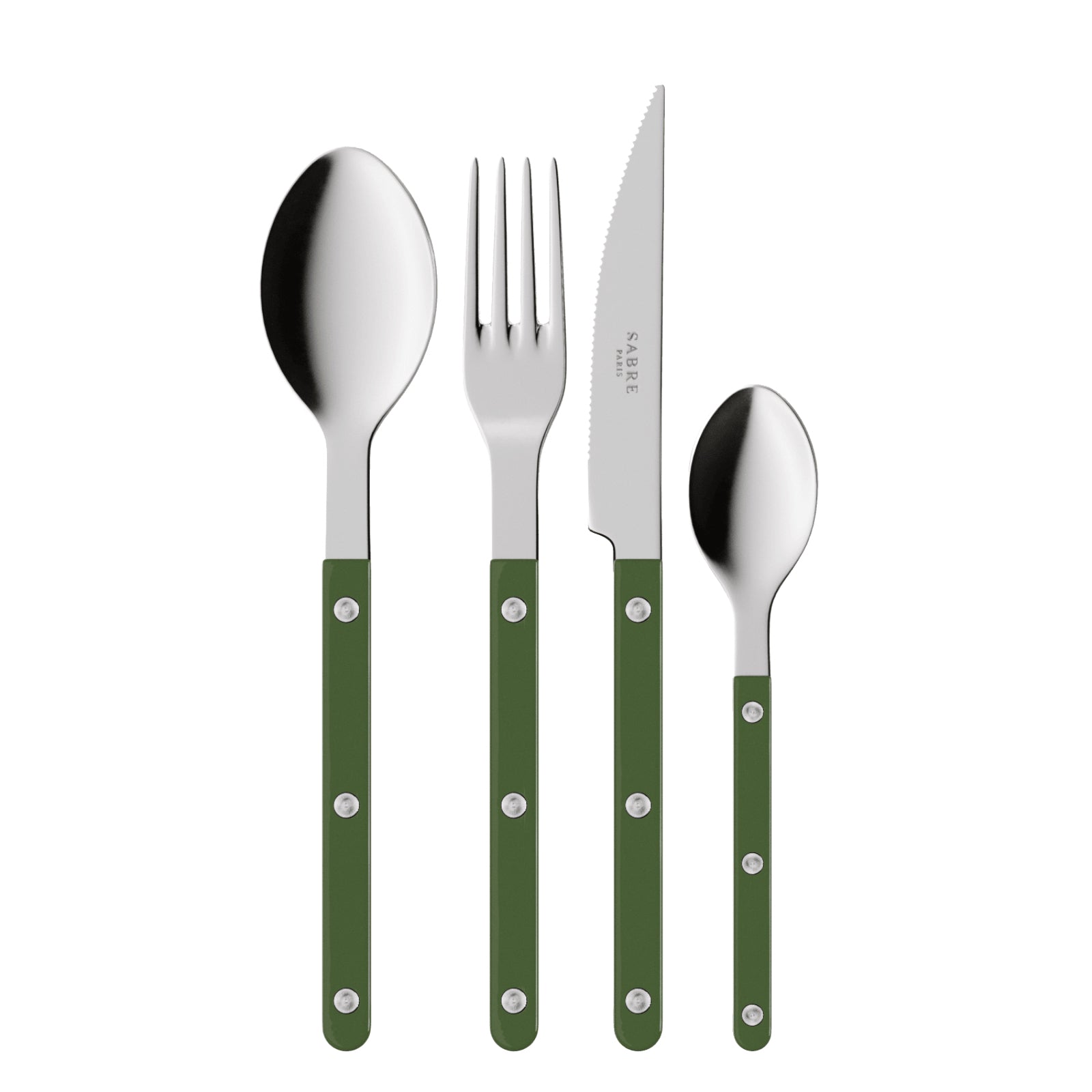 Bistrot Solid 4 Piece Cutlery Set in Green Fern