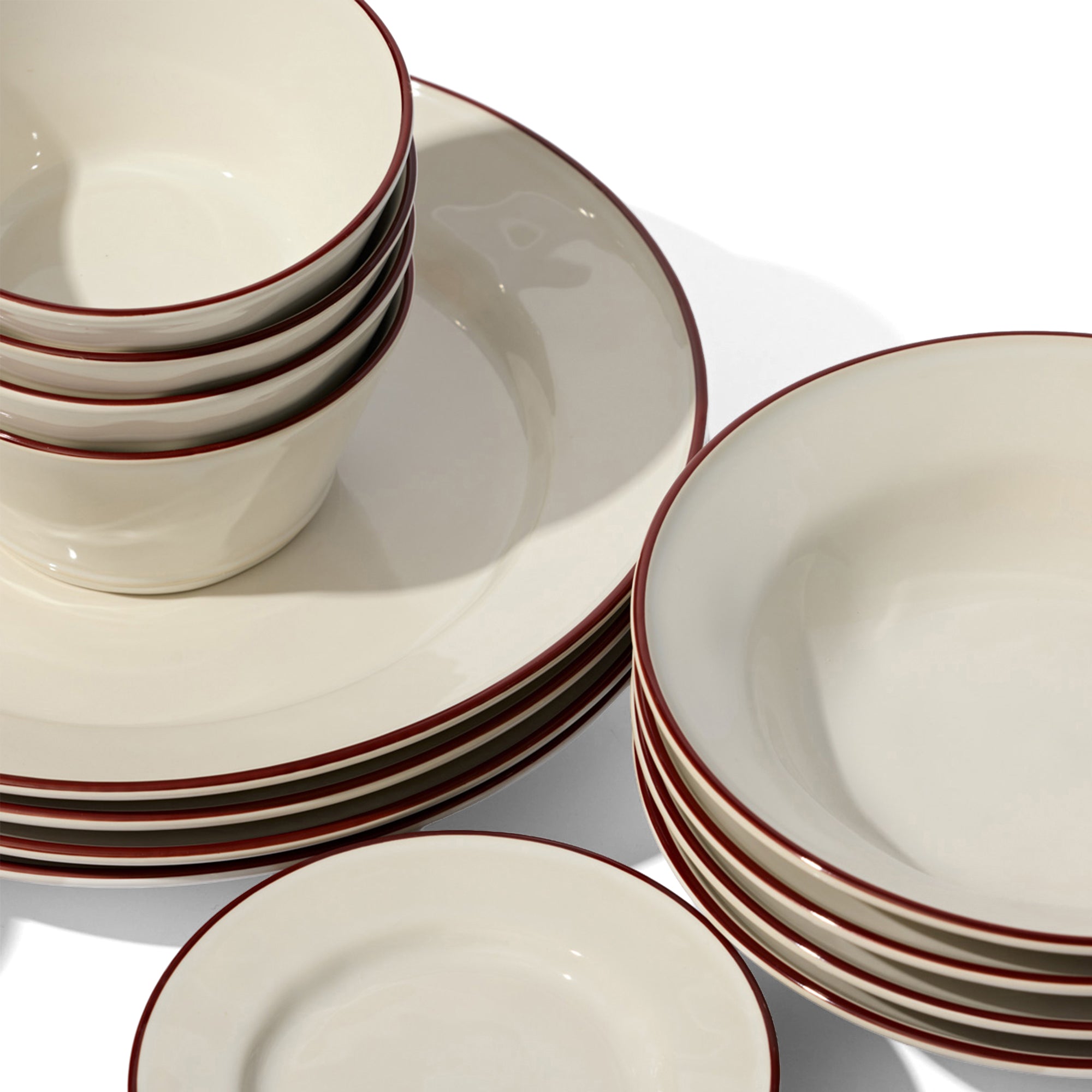 Beja Side Plate White With Red Hand Painted Rim