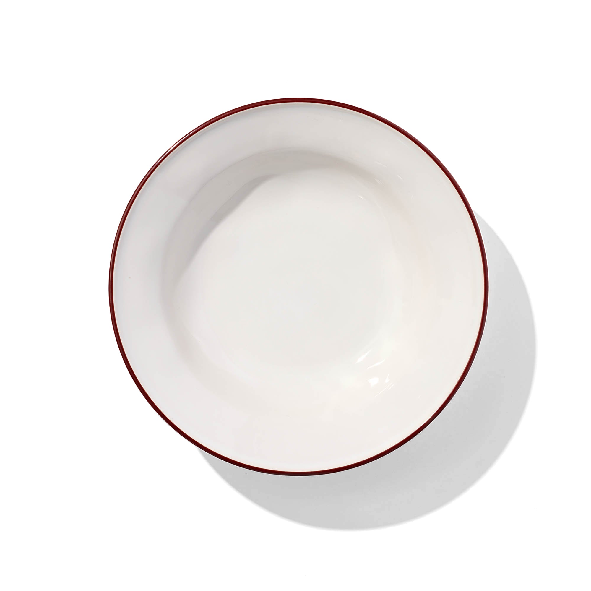 Beja Pasta Bowl White With Red Hand Painted Rim