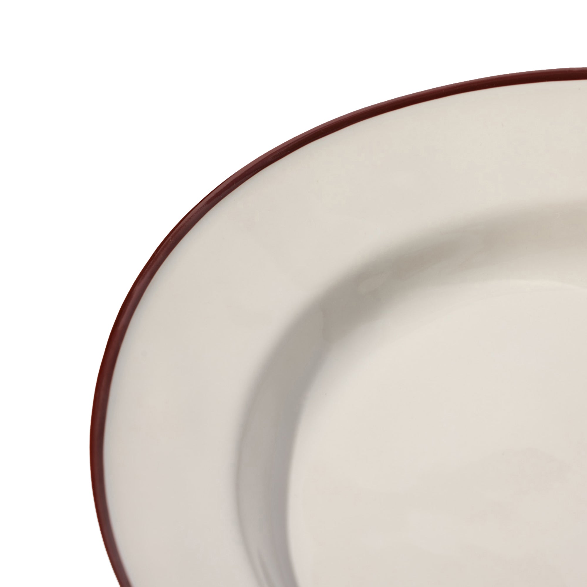 Beja Large Oval Platter White With Red Hand Painted Rim