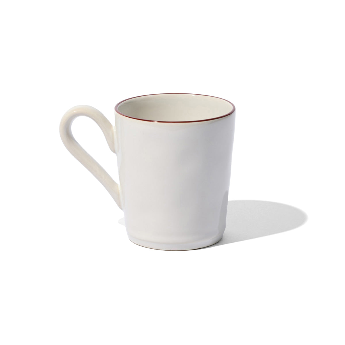 Beja Mug White With Red Hand Painted Rim