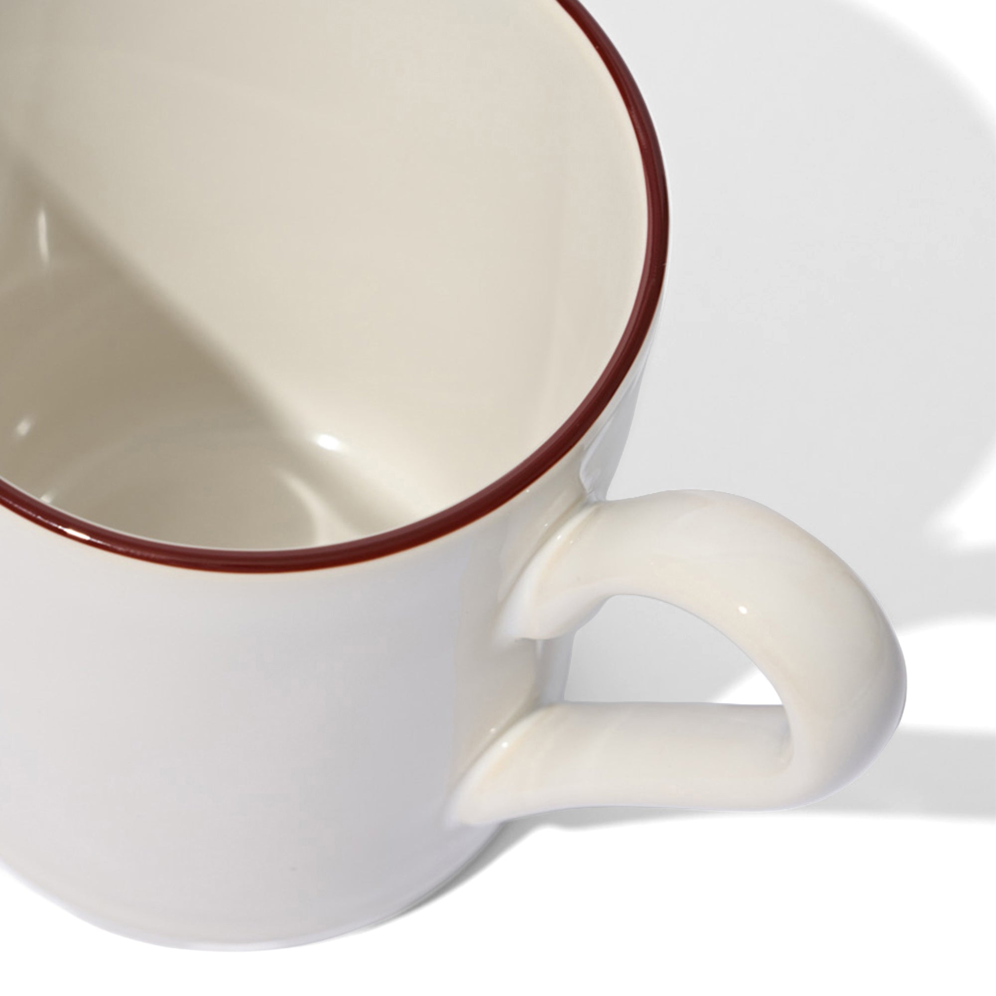 Beja Mug White With Red Hand Painted Rim
