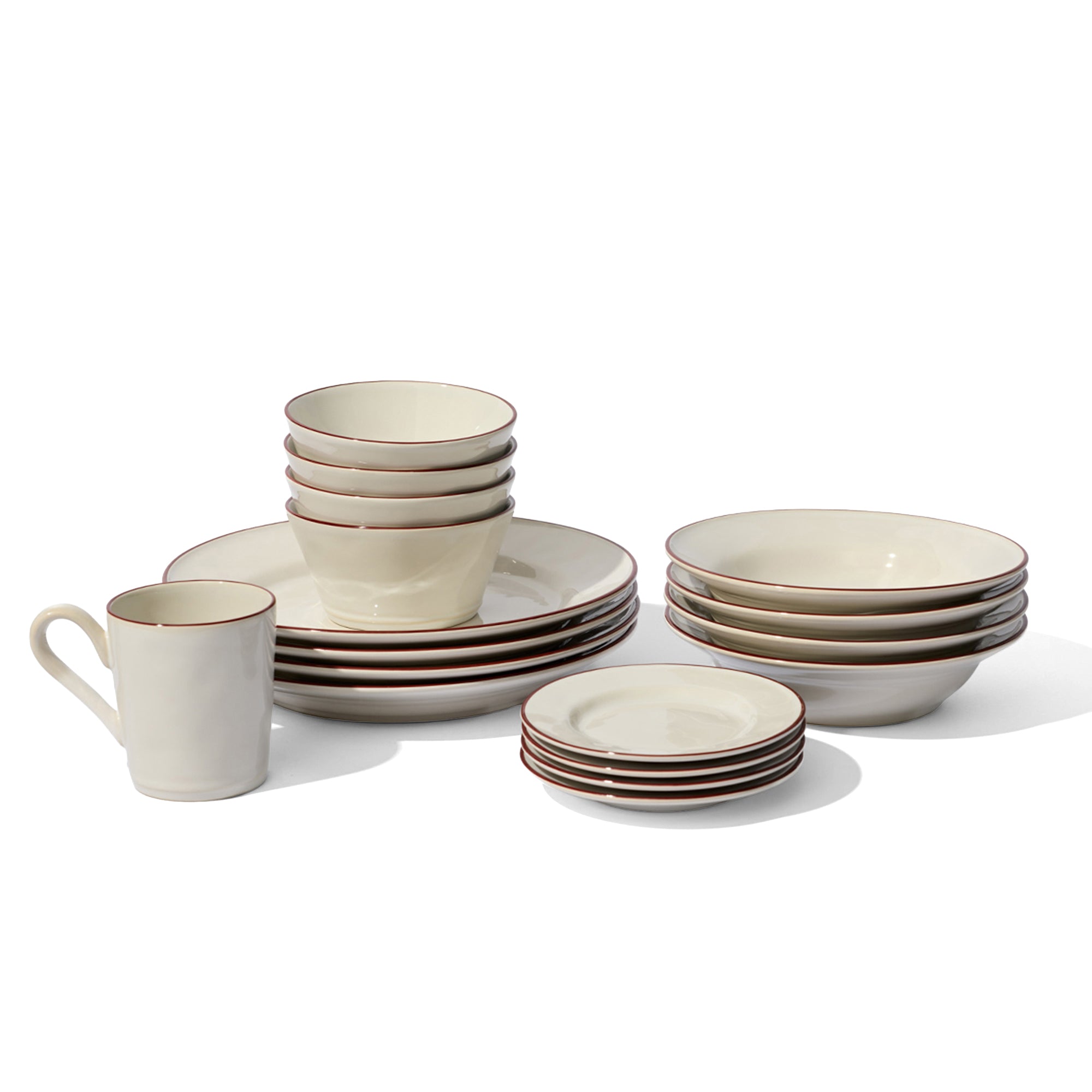 Beja Mug White With Red Hand Painted Rim