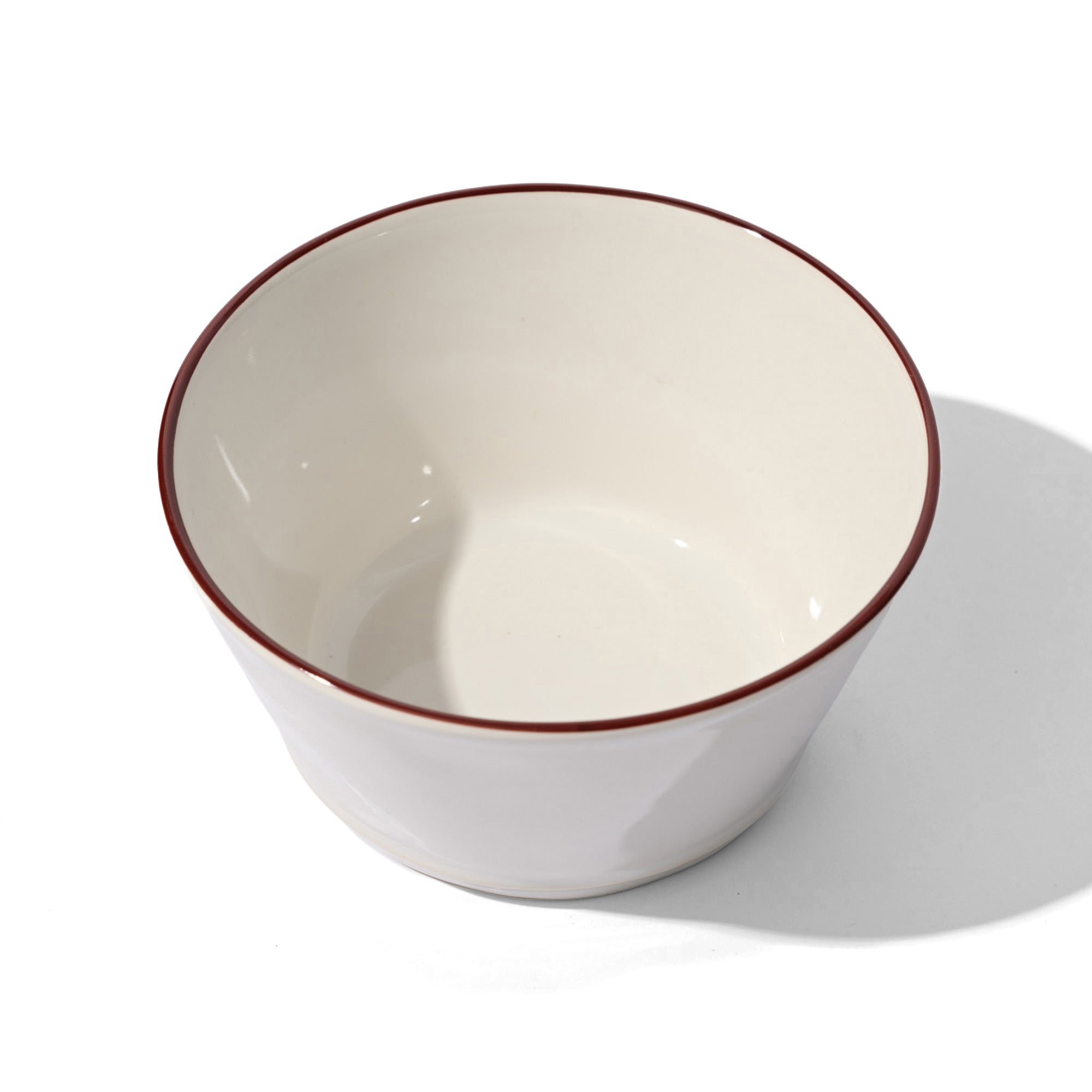 Beja Cereal Bowl White With Red Hand Painted Rim