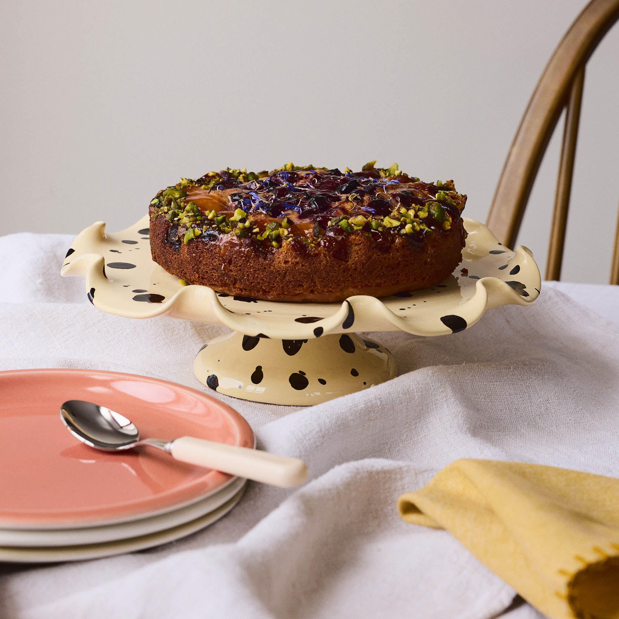 Curvy Cake Stand 27cm with Perfectly Imperfect Polka Dots