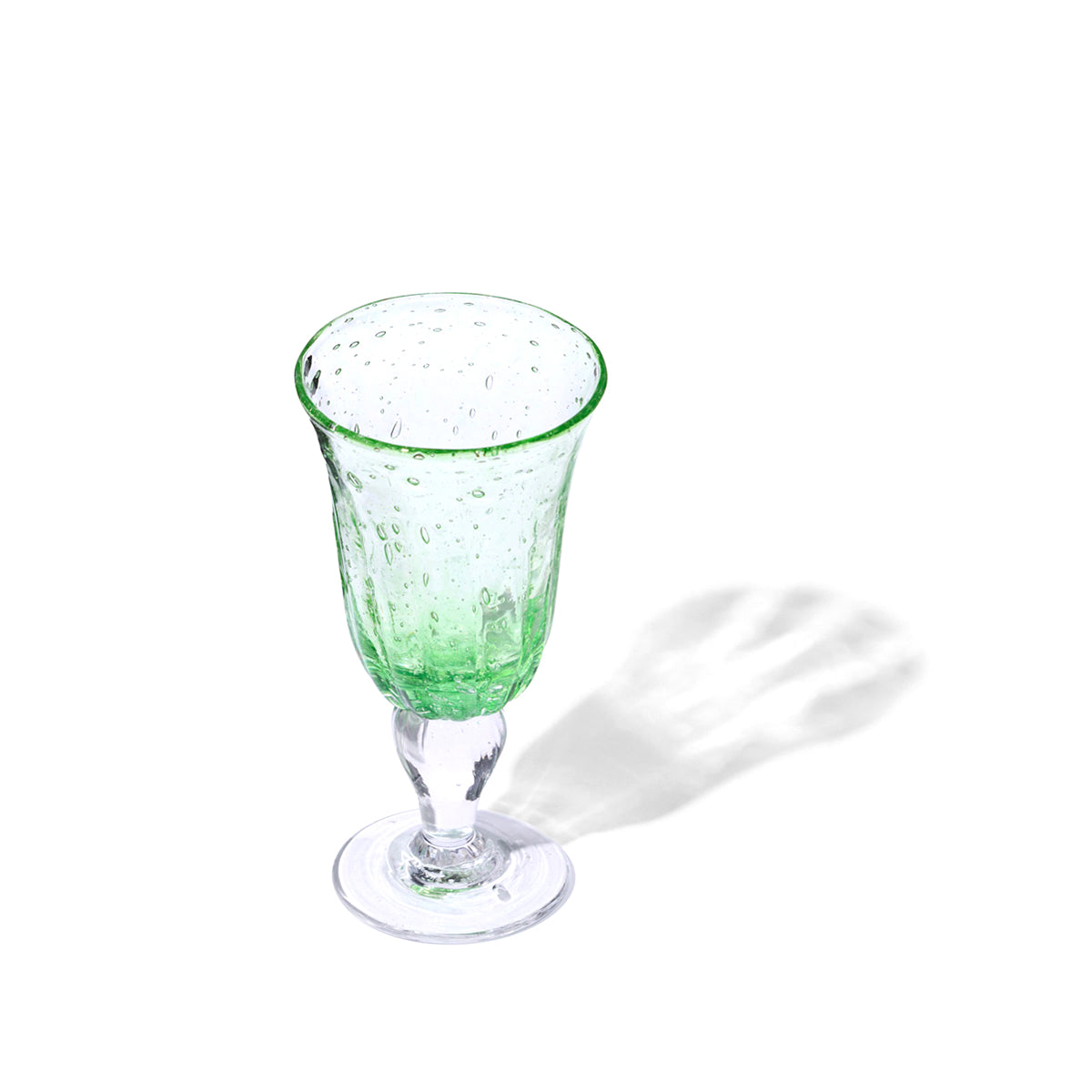 Hand Blown Stemmed Glass in Bottle Green