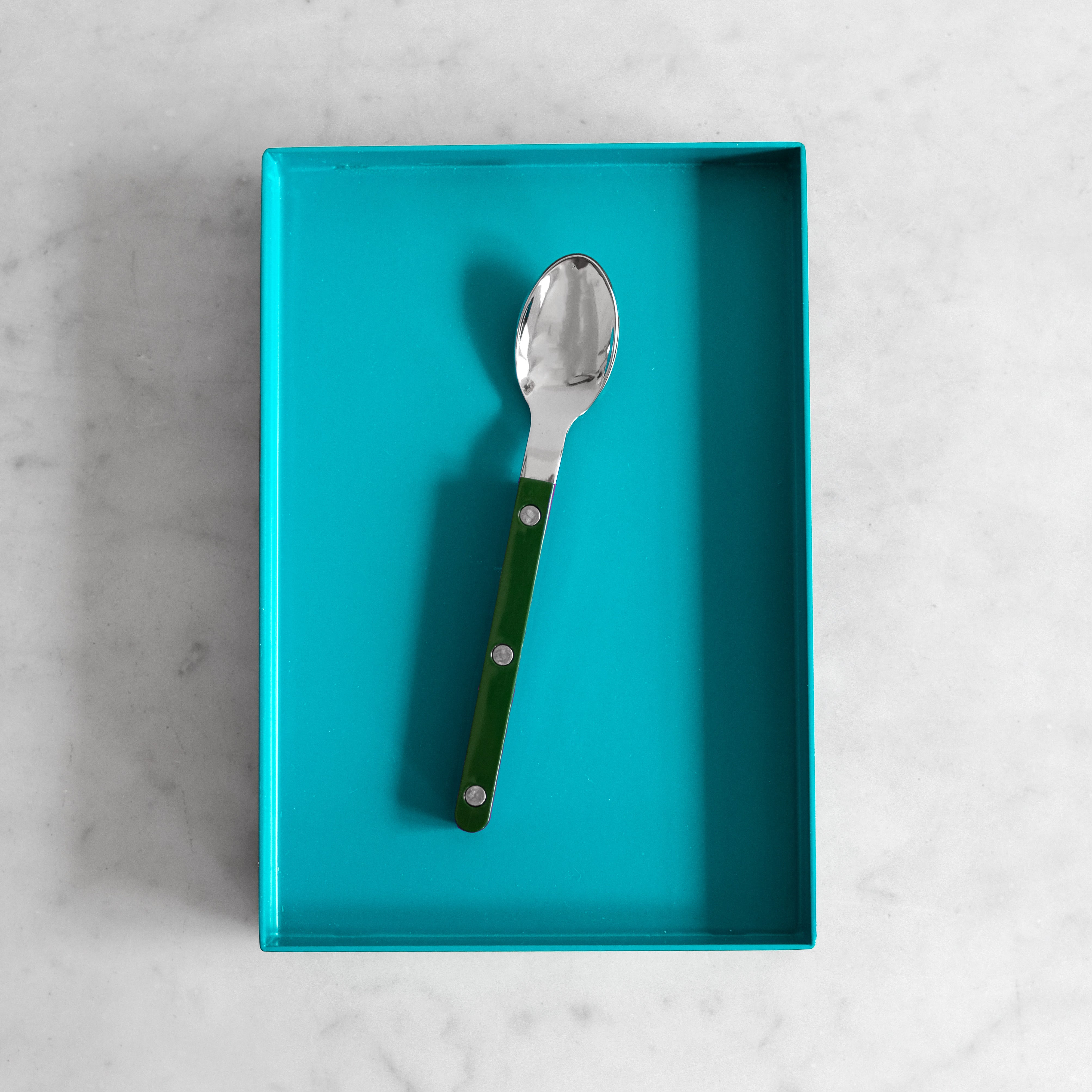 Bistrot Solid Dessert Spoon in Green Fern